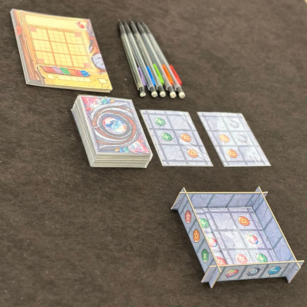 The components of Rune Rite ready for play. 