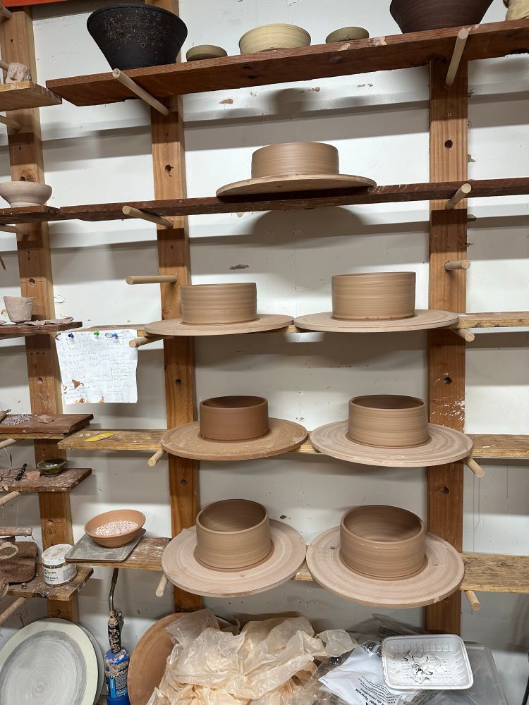 some freshly thrown stoneware rings
