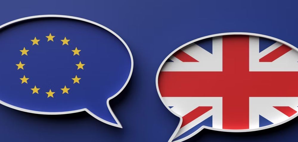 Just a pic of UK and European flags in speech bubbles.