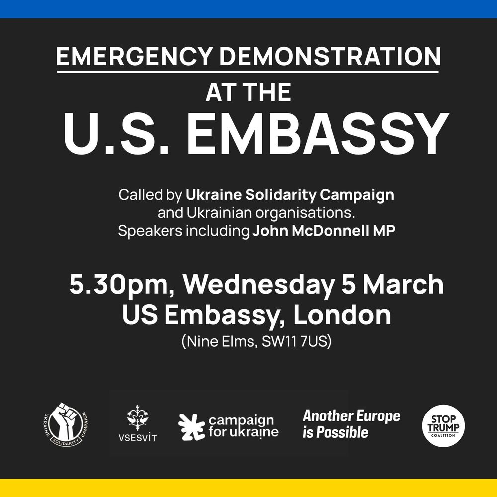 Emergency demonstration at US embassy. Wed 5 March - 5:30pm