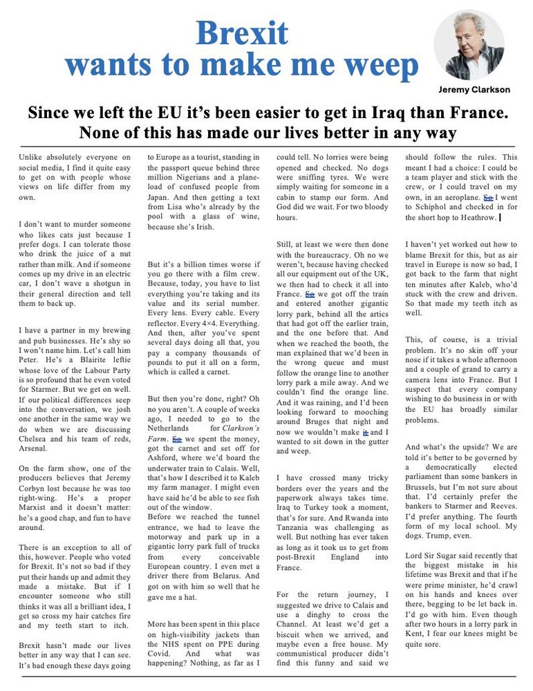 Jeremy Clarkson's piece on Brexit.