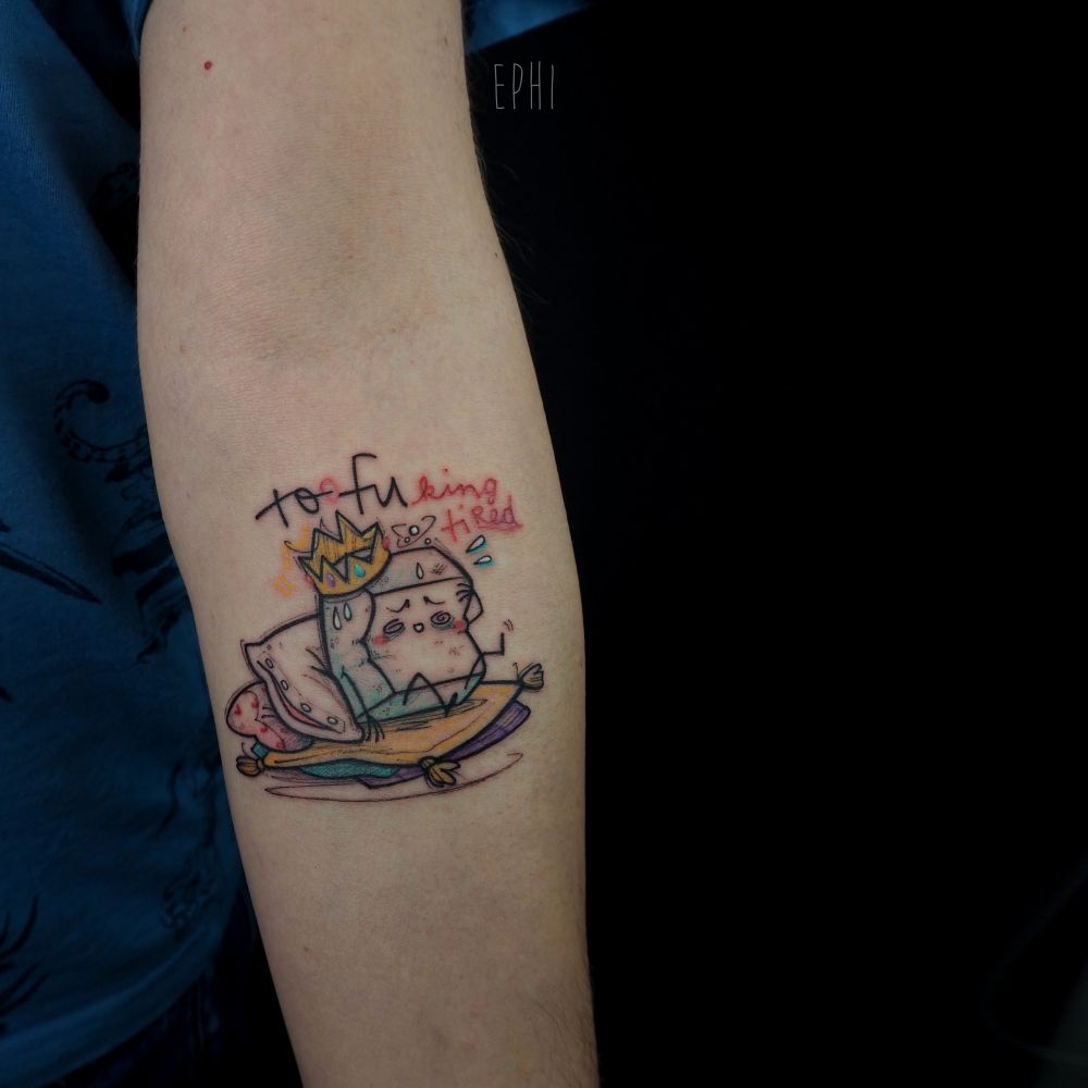 Close-up of Clemens' tofu king: tired!