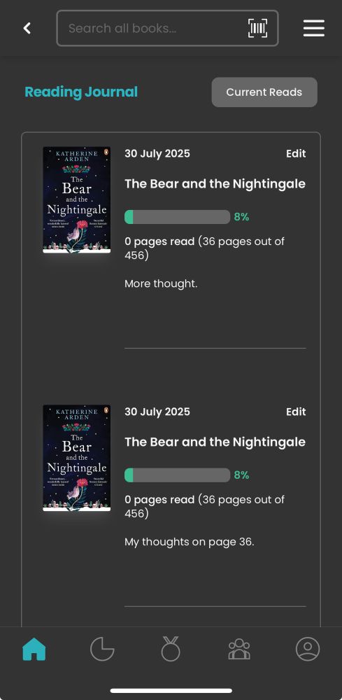 Screenshot of the Storygraph app. 