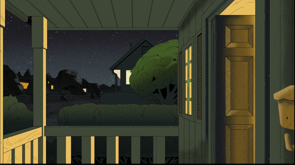A bg paintint of a front porch 