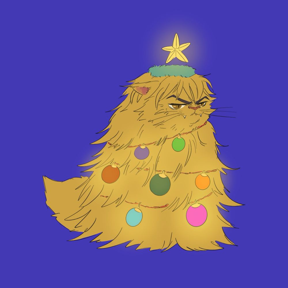 Catfinn as x’mas tree.