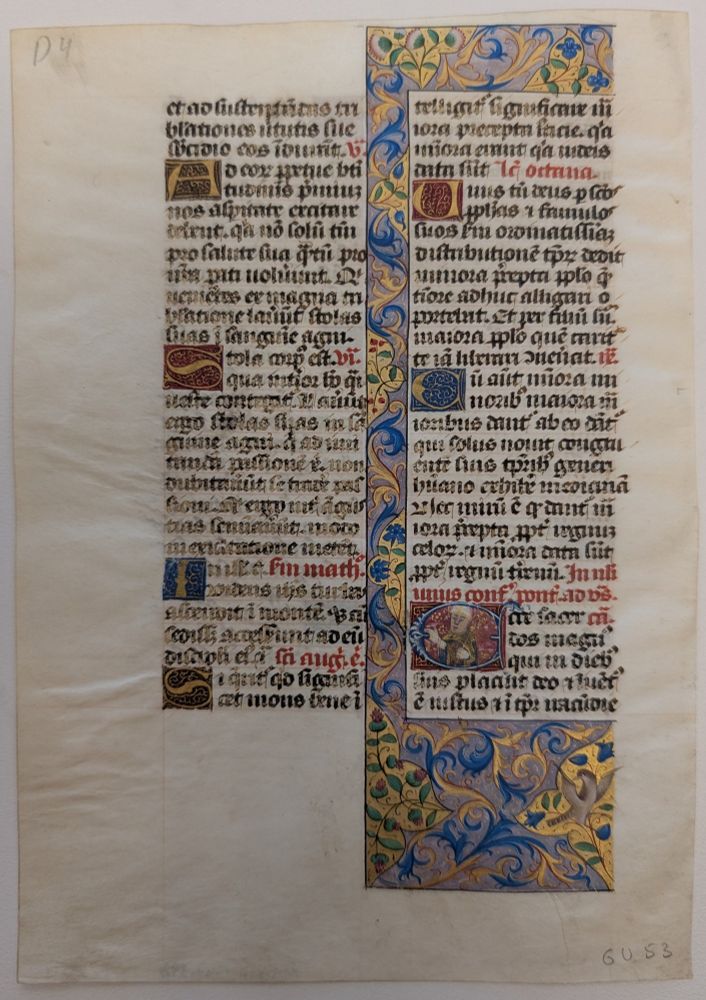 Illuminated folio from a 15th-century book of Hours. Spec.Rare.MS.MR.Frag.396