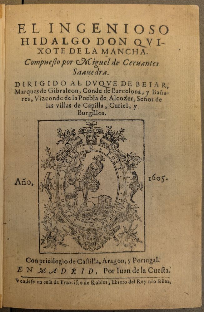 Title page of Ohio State's copy of a 1605 printing of Don Quixote.