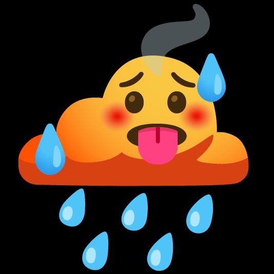 a combo of the 🥵and 🌧emojis