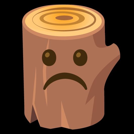 a combo of the ☹️and 🪵emojis