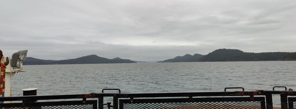 View from the ferry deck between the Gulf islands in the Salish sea