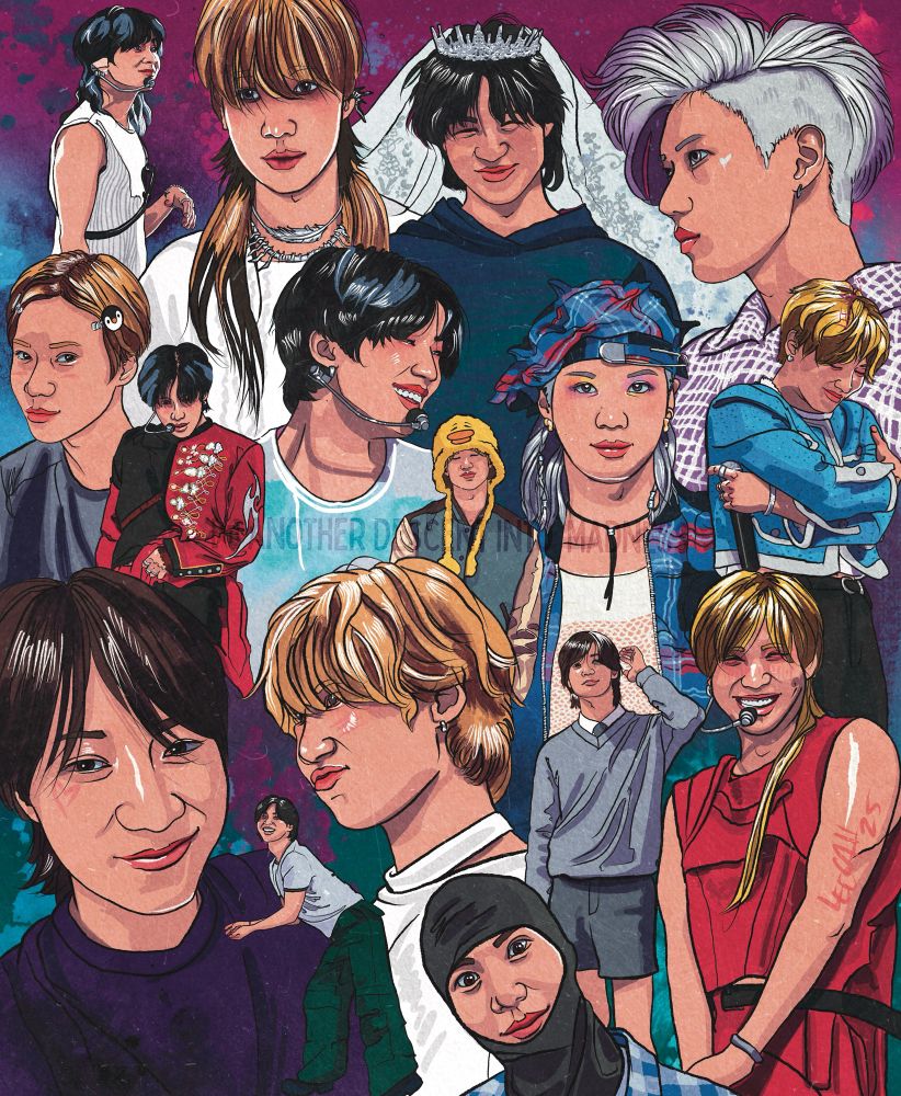 An illustration featuring 16 versions of Lee TaeMin, the maknae from SHINee, in his many weird, sweet and beautiful presentations.