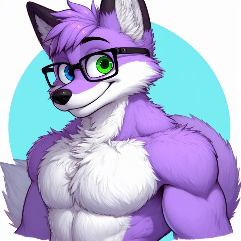 Muscular purple furry fox