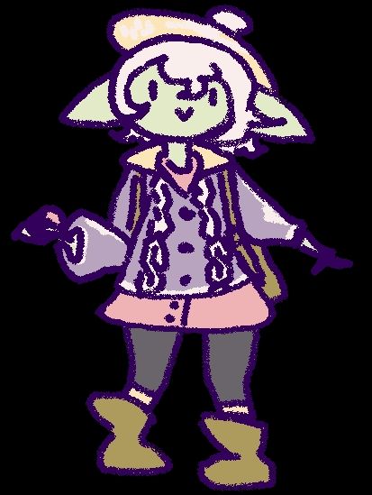 Alchemi in Gloria's base trainer outfit, drawn with the airbrush tool in MS Paint