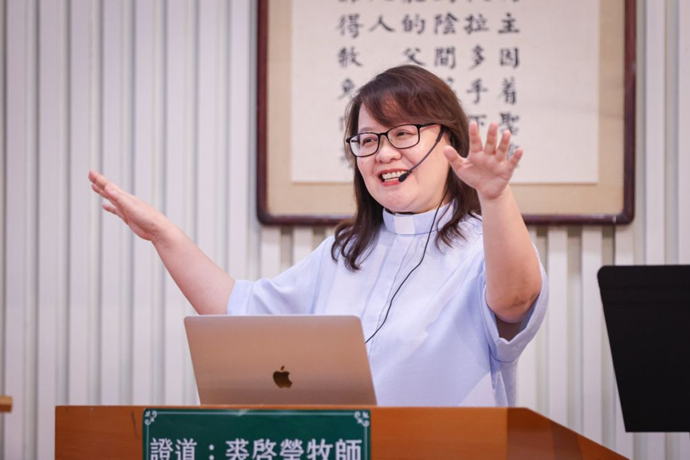 Rev. Luciller Tsao, Pastor at Hsin-Yi congregation of Taiwan Lutheran Church in Taipei City leads the Sunday Worship Service as Lutheran churches in Taiwan host a Global Mission Consultation of the Lutheran World Federation.