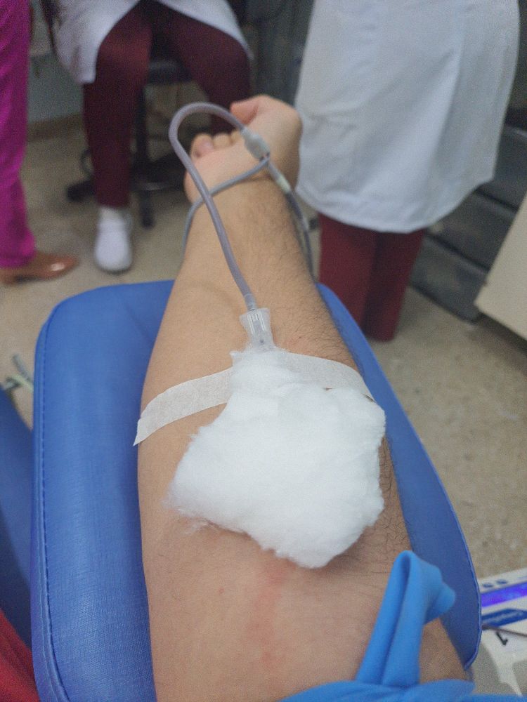 picture of my arm during a blood donation