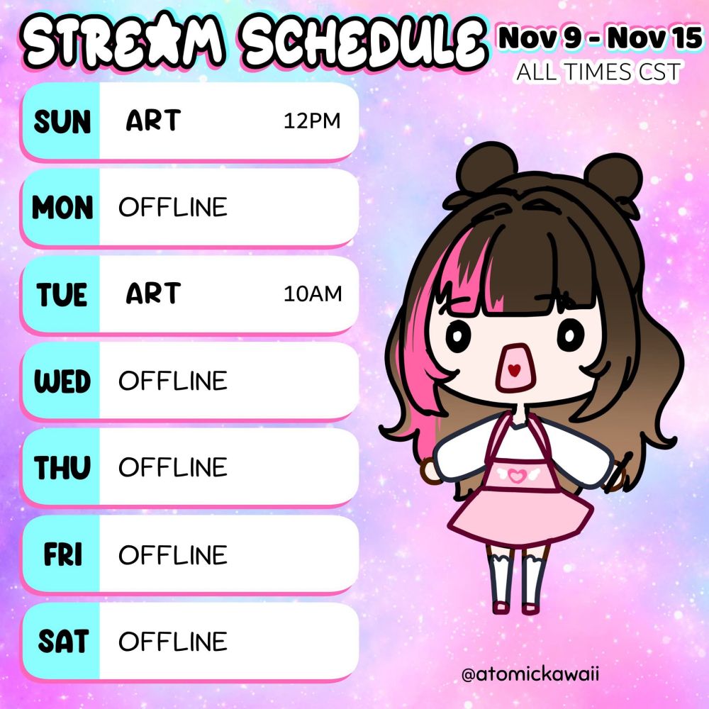 Nov 9th - nov 15th stream schedule 