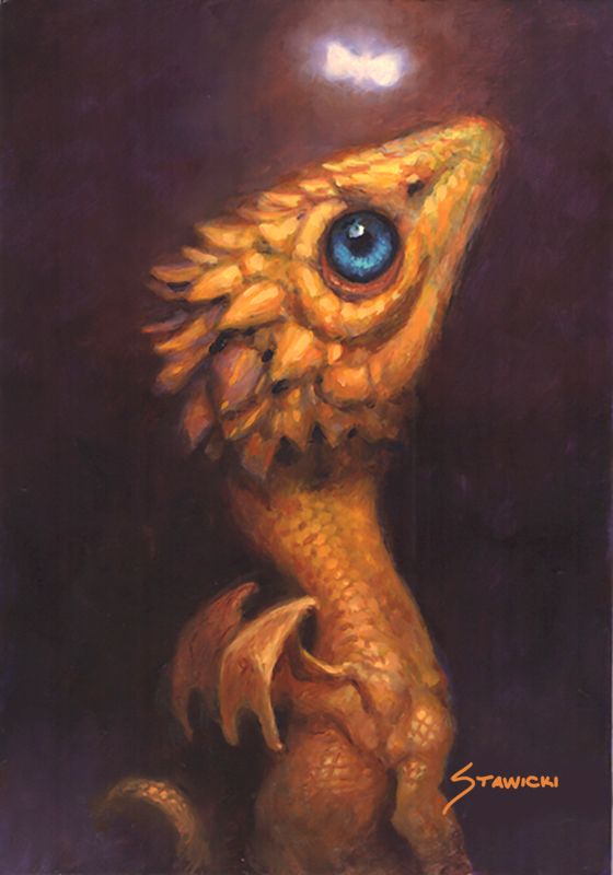 'Tasty Light' I thought I'd try something different and show some dragons.😁 5"x7" oils. Private Collection.