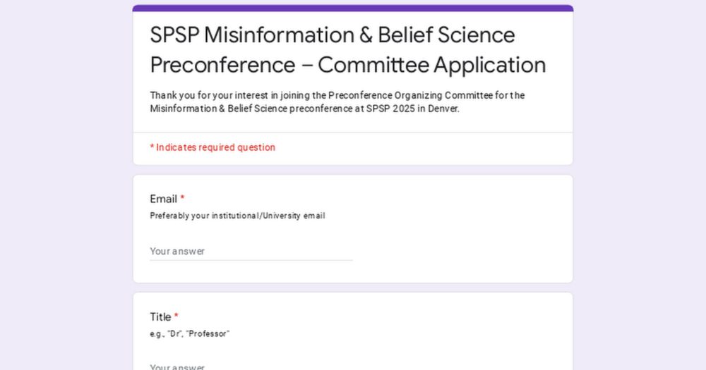 SPSP Misinformation & Belief Science Preconference – Committee Application