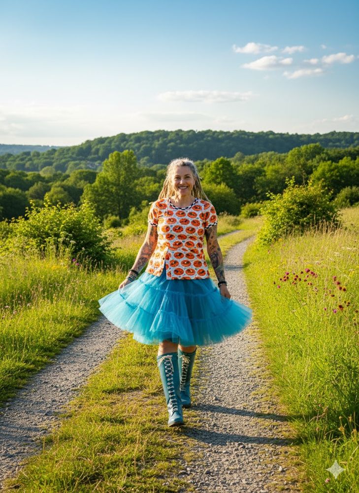 SALE
€35.- (statt 50.-)
T-Shirt "Trude" aus Motiv Jersey "Schaukelpferd" im Retro Look. Brustbereich Asymmetrisch geschnitten. Mit tiefem Schlitz und Fake Knopfleiste. Schwarze Knöpfe. Arm und Halsausschnitt mit schwarz/weißem Karo Jersey eingefasst. Kurzarm, Rundhalsausschnitt.
Größe L (40/42)
SM: Manjipuh

Natürlich werden auch bei diesem tollen Stück wieder 50% des Kaufpreises an den Tierschutz gespendet.