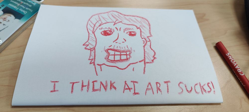 A redraw of the "I THINK COOLSVILLE SUCKS" scene from Scooby Doo 2 with the caption "I think AI Art sucks"