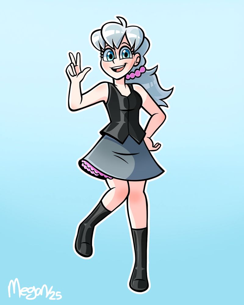 a color digital illustration of Natasha Winter looking cute as a button