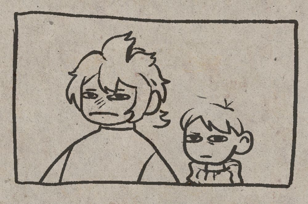 Namari and Chilchuck from Dungeon Meshi staring straight ahead with dead eyes.