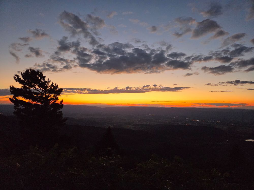 sunset over a mountain town