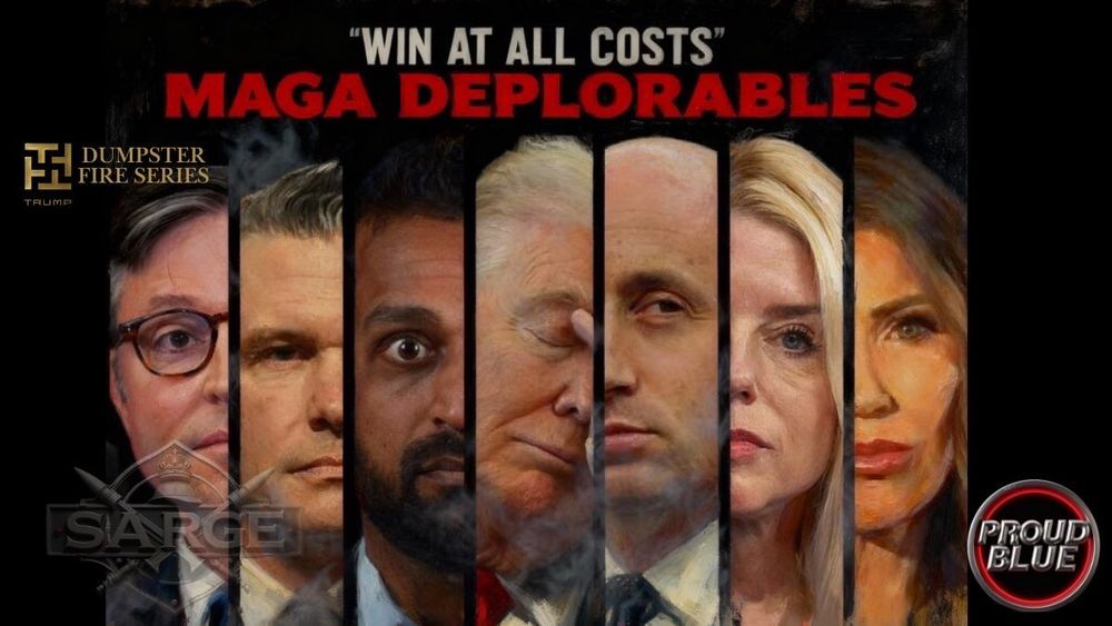 “Win at all costs” “MAGA DEPLORABLES “ in text with tRump and his cabinet pictured below.
