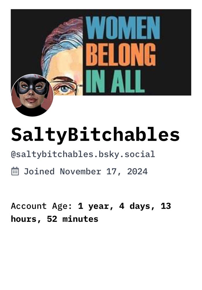 Screenshot of SaltyBitchables join date for BlueSky.