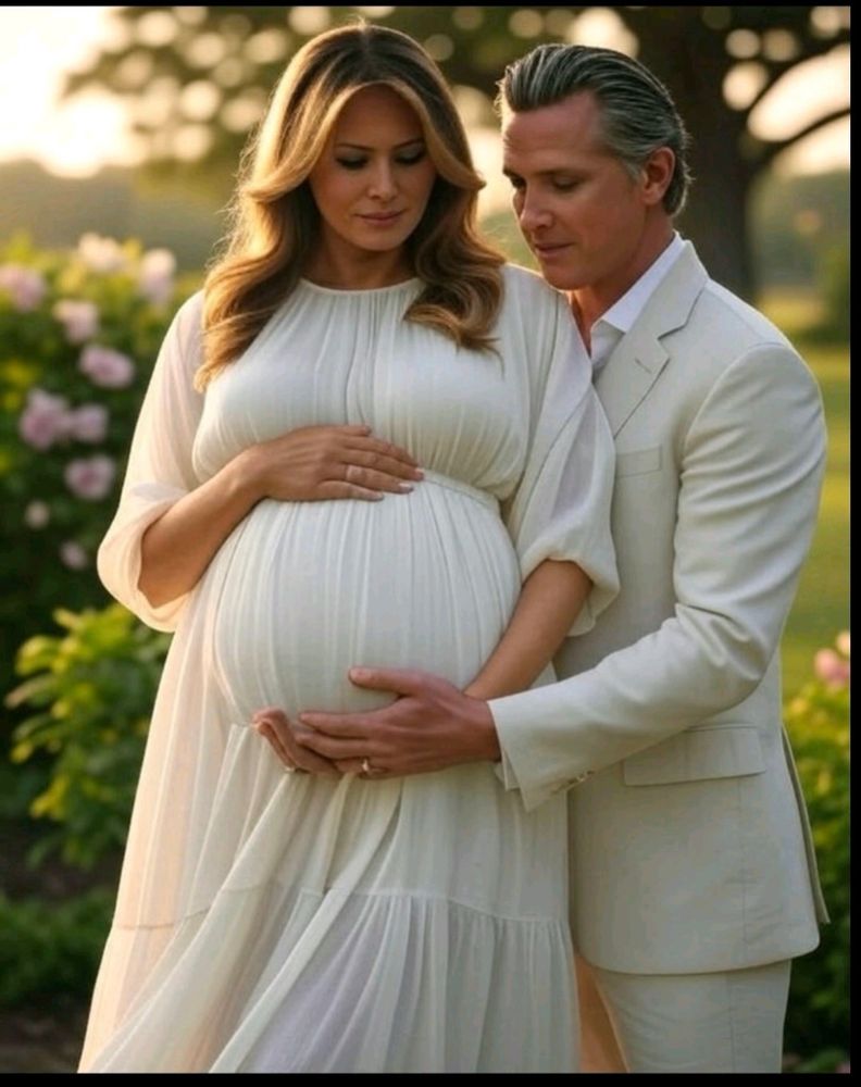 Pregnant melania and Newsom