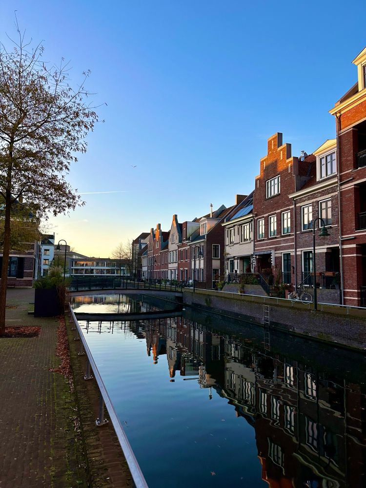 Dutch canal with typical houses