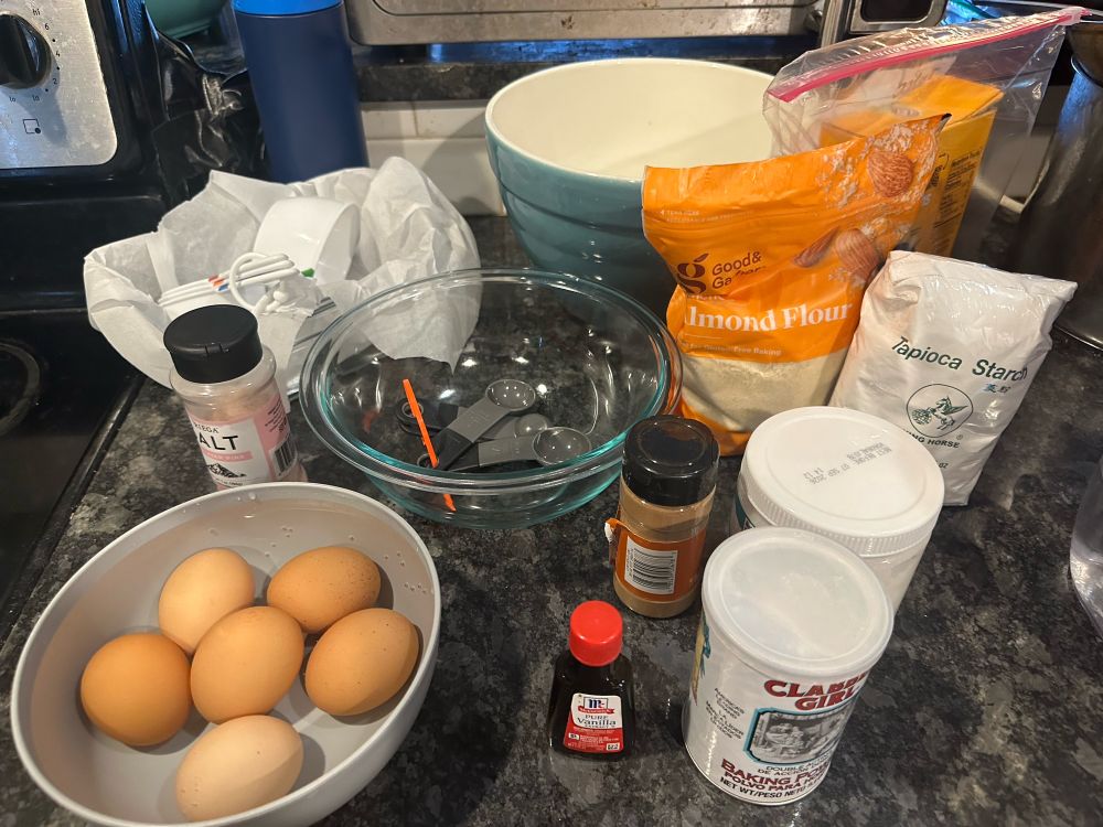 Photo of ingredients for gluten free no sugar added banana bread.