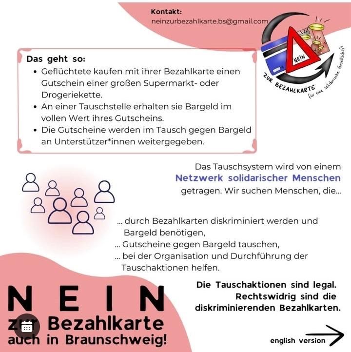 Dritter Teil des Aufrufs mit Erklärung der Bezahlkarte