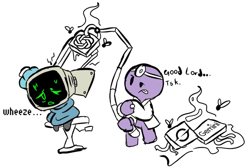 a doctor fishing out multiple smelly ai models out of a sick robots head.