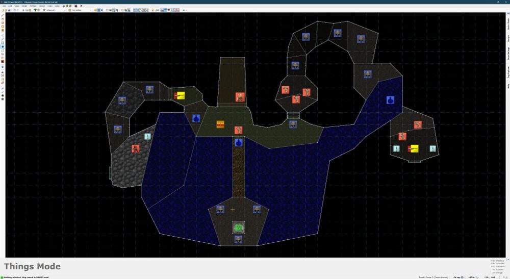 A map in progress of a Doom level from an editor view