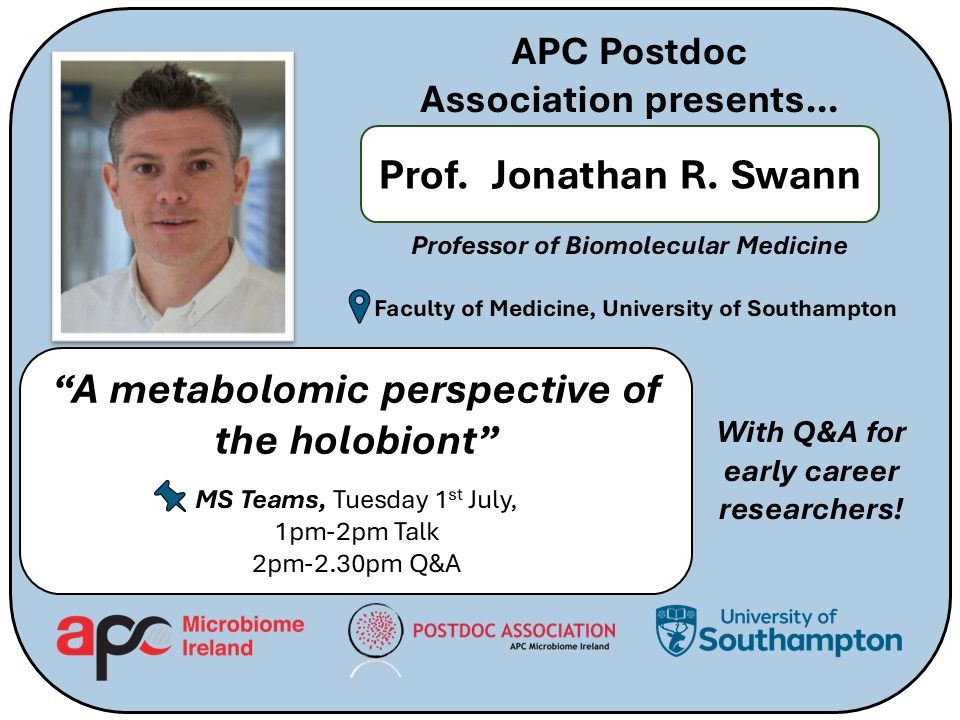 📢Join the APC forum Tuesday, 1st July 2025 (Online) to hear from Professor Jonathan R. Swann 💊 🧬 A 30-minute Q&A session will follow, dedicated to #earlycareer scientists (2-2:30pm)🥼