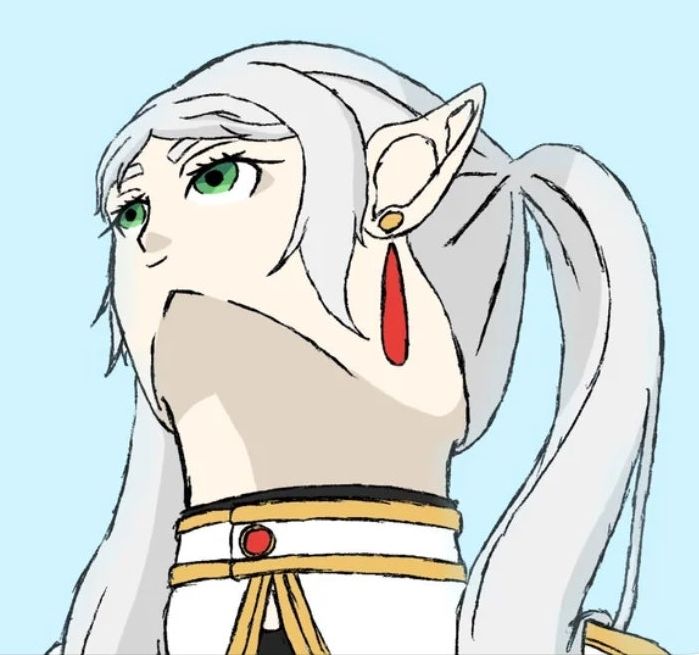 Frieren looking up meme.