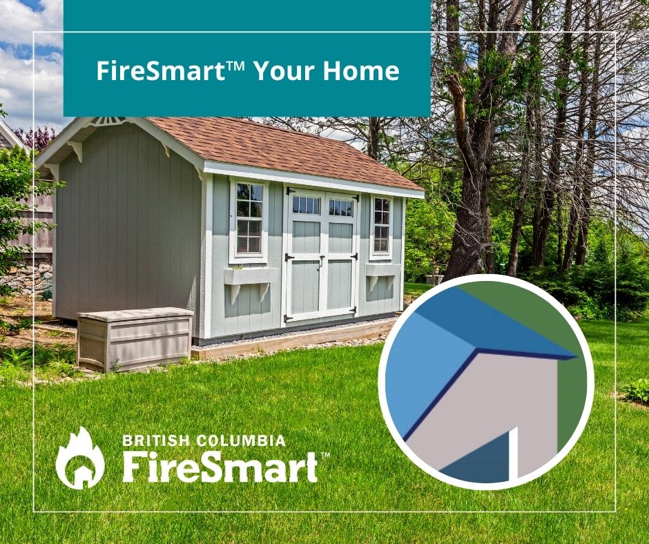 Large shed on a green lawn with trees to the right.