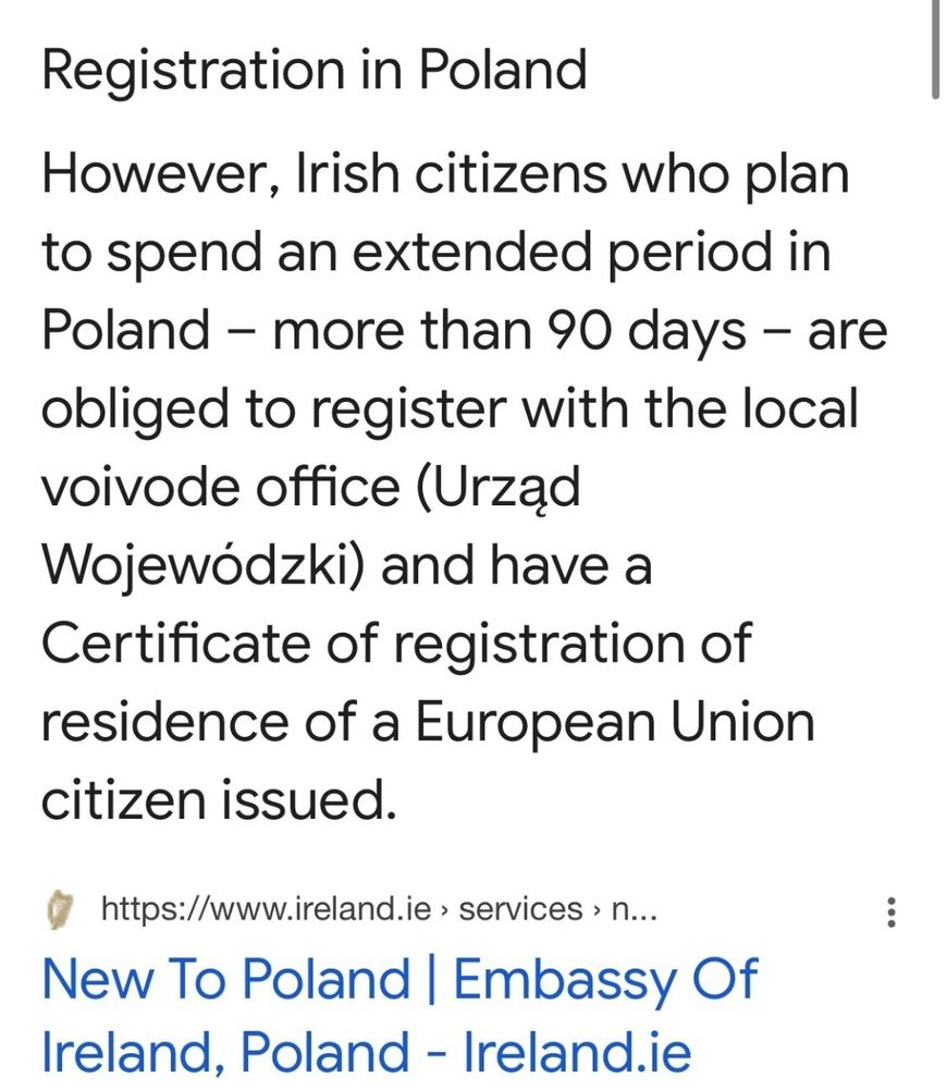 Registration requirements for Poland if you are an EU citizen and stayibg more than 90 days