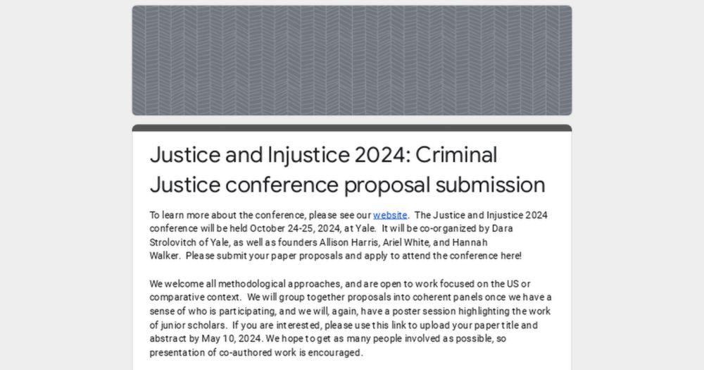 Justice and Injustice 2024: Criminal Justice conference proposal submission