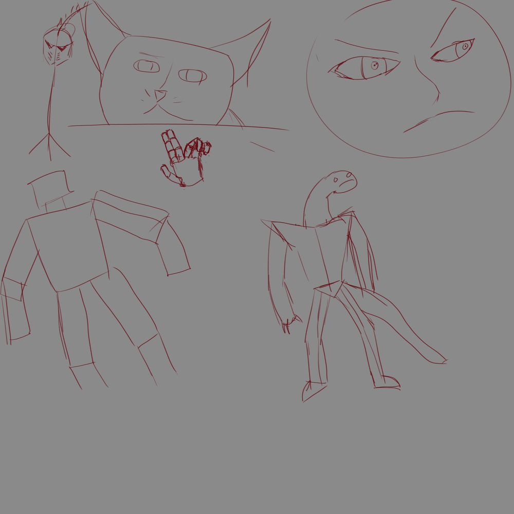 A page of very early sketches created 