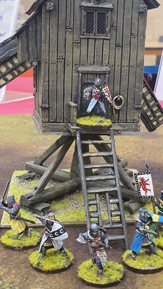 28mm Barons War figure stood on windmill.