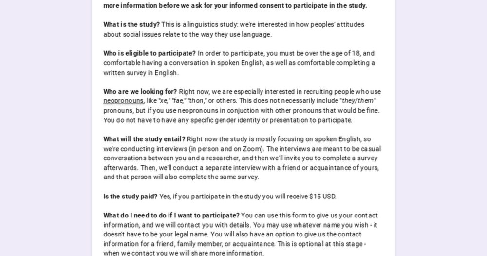 Neopronouns interview study interest form