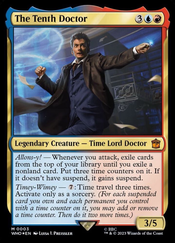 "The Tenth Doctor" Magic card, depicting David Tennant's Doctor sprinting through the Library at the end of "Forest of the Dead" to preserve the life of River Song.