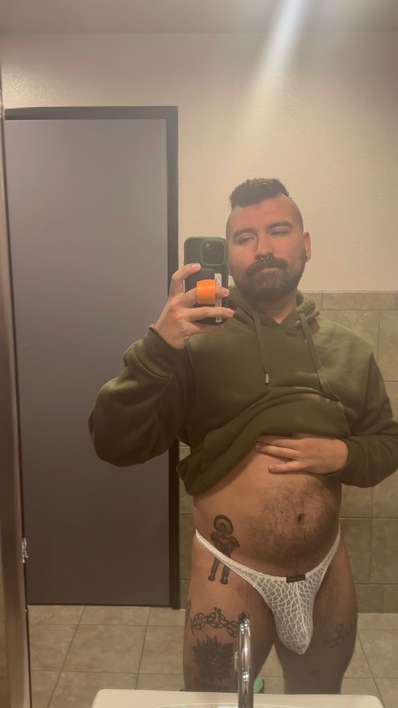 Scrappy showing off his white lacey thong to make the world a slightly better place for all is horny ppl