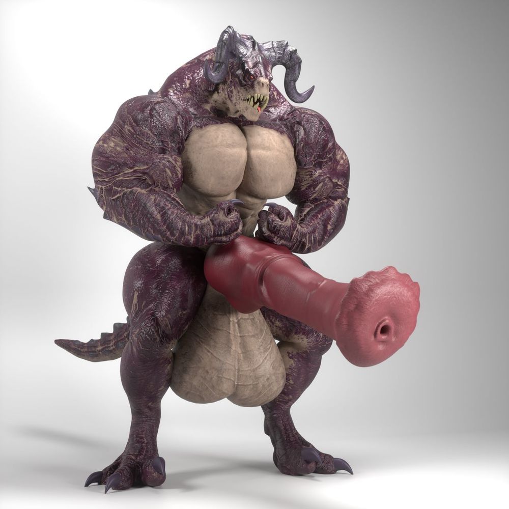 3D render, deathclaw flexing pecs and hyper equine dick erect.
#nsfw #solo #scalie #deathclaw #vleischak #muscle #hyper
