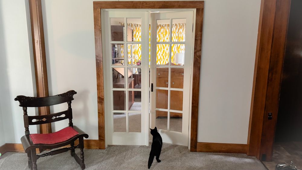 New wall and vintage French doors!