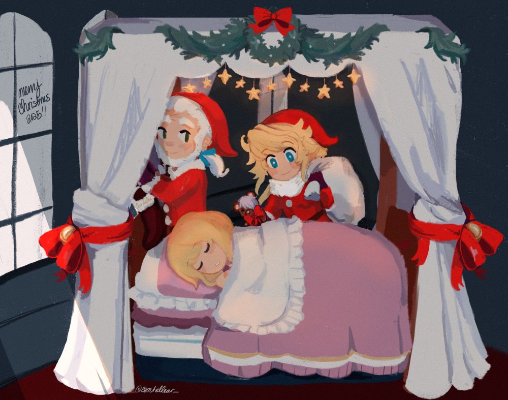 rondo and heathcote gift a sleeping cordelia ravus a toy bear, dressed in christmas costumes. 