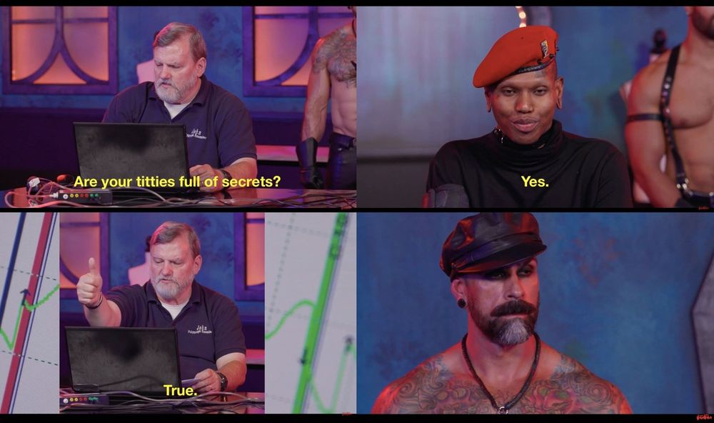 An intense question is asked during a lie detector test 