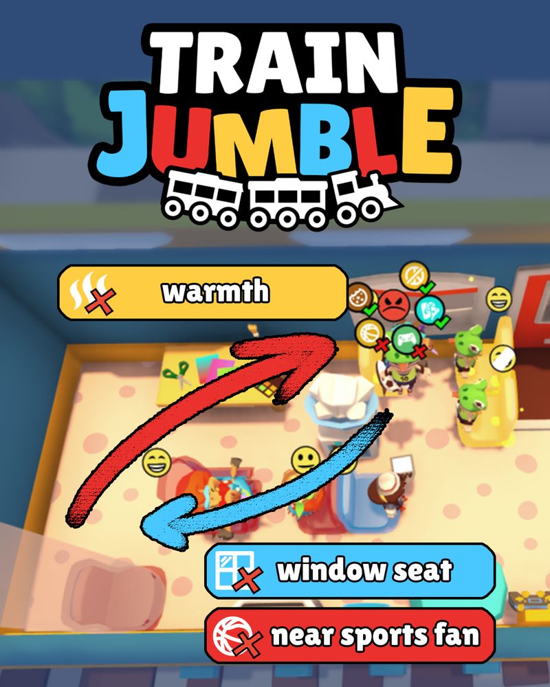 🧐 How to solve this situation? ♟️

The giraffe-influencer wants warmth but the sportsfan wants to sit near their friends!

#Indiedev #gamedev #traingame #cozygame #cute #wholesome #puzzle